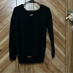 Black Express Sweater - cut out detailed back
